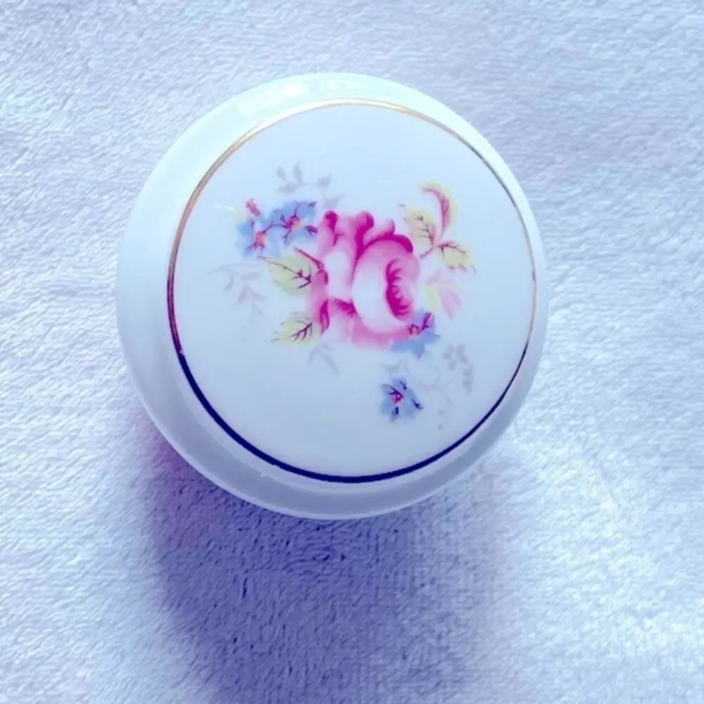 Vtg Coalport Hand-Painted Flower Trinket Box England Bone China Vanity Decor